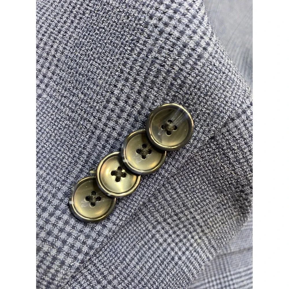 Lucky Brand Blazer Slim Fit Men 40R Blue Glen Plaid Sport Coat Two Button Jacket